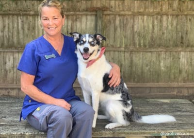 Veterinary Nurse, Janine with a Dog